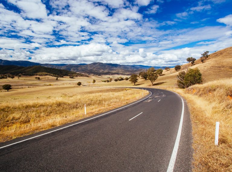 Australian Road Scene near Snowy Mountains Australian Road Scene near Snowy Mountains